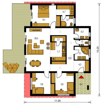 Floor plan of ground floor - BUNGALOW 172
